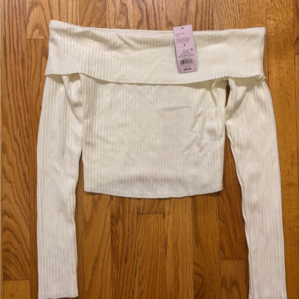 NWT Wild Fable Off the Shoulder Long Sleeve Ribbed Shirt